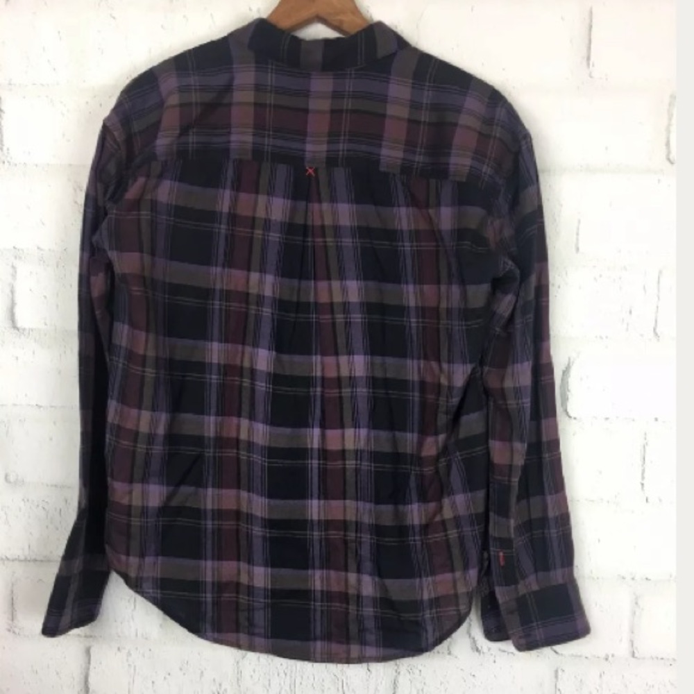 Elizabeth And James XS Top Purple Plaid Button Up - Picture 2 of 4